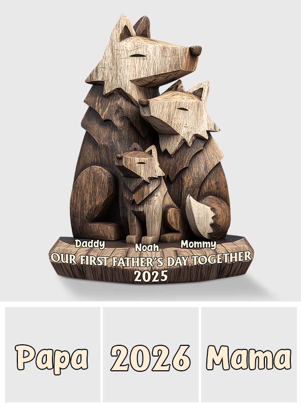 First Father's Day Family Wolf - Personalized Father Custom Shaped Acrylic Plaque