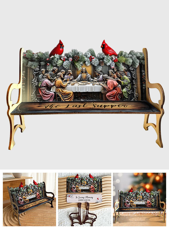 La Cène - Banc en bois chrétien personnalisé