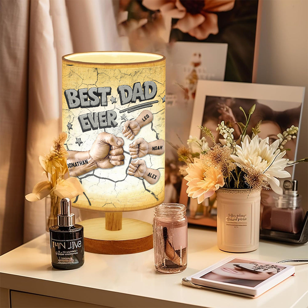 Best Dad Ever - Personalized Father Table Lamp with Wood Base