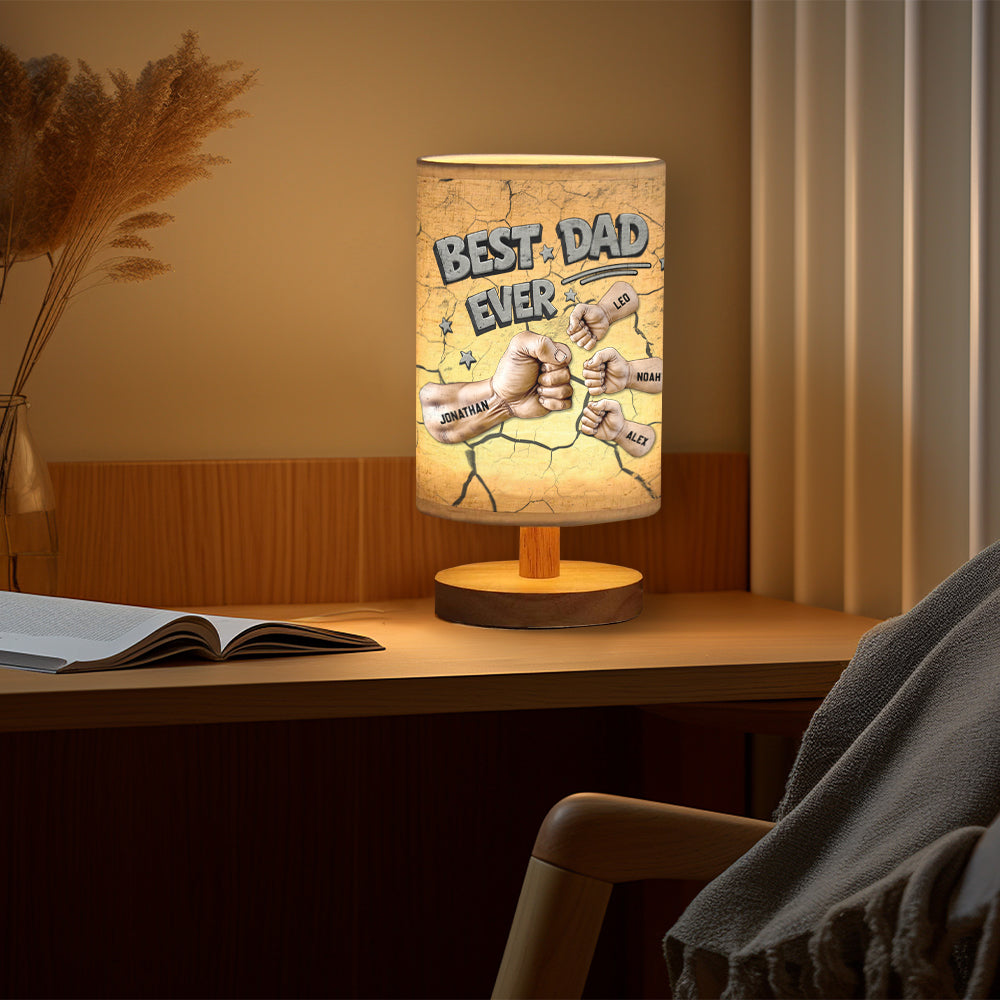 Best Dad Ever - Personalized Father Table Lamp with Wood Base