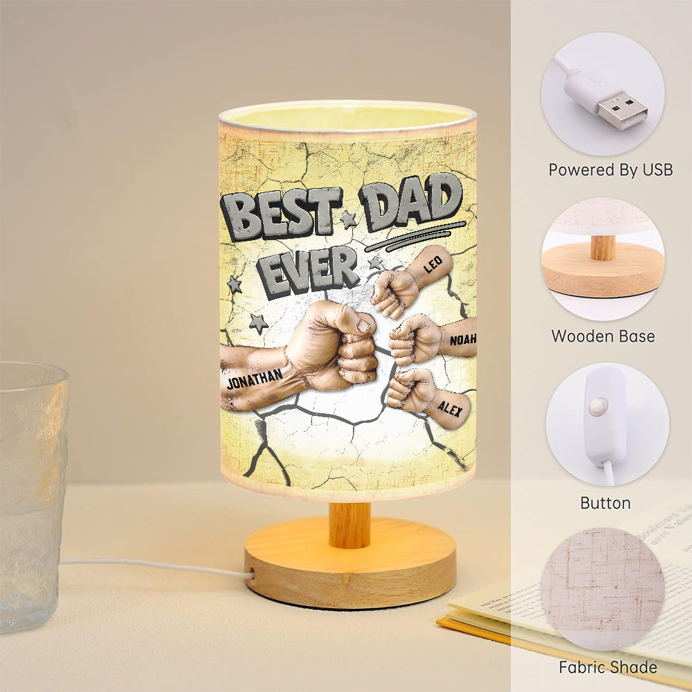 Best Dad Ever - Personalized Father Table Lamp with Wood Base