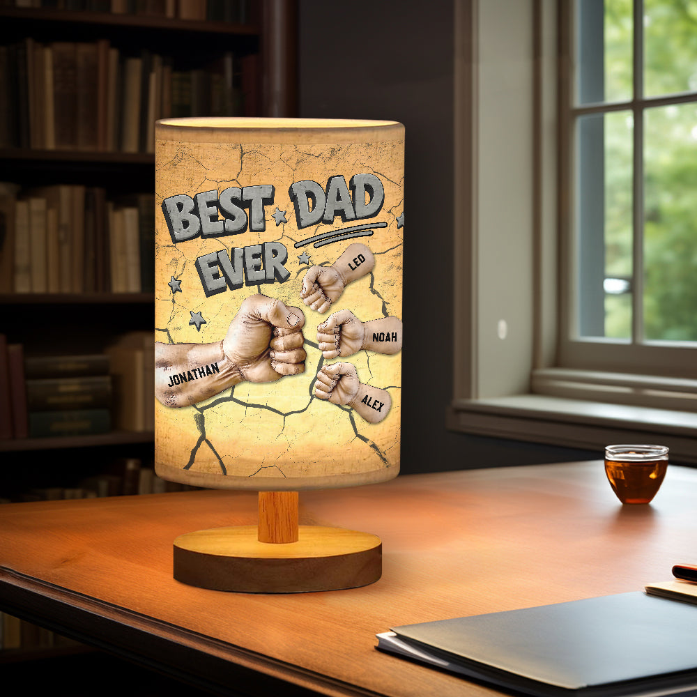 Best Dad Ever - Personalized Father Table Lamp with Wood Base
