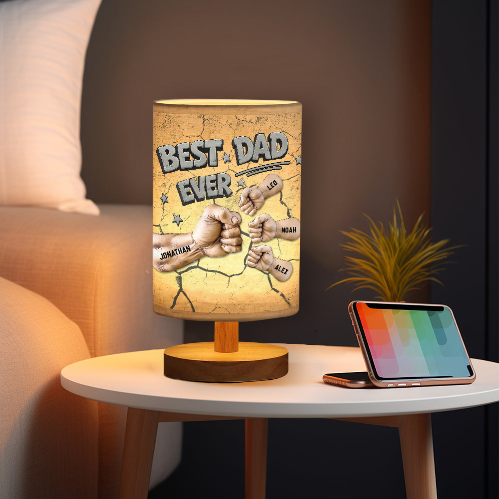 Best Dad Ever - Personalized Father Table Lamp with Wood Base