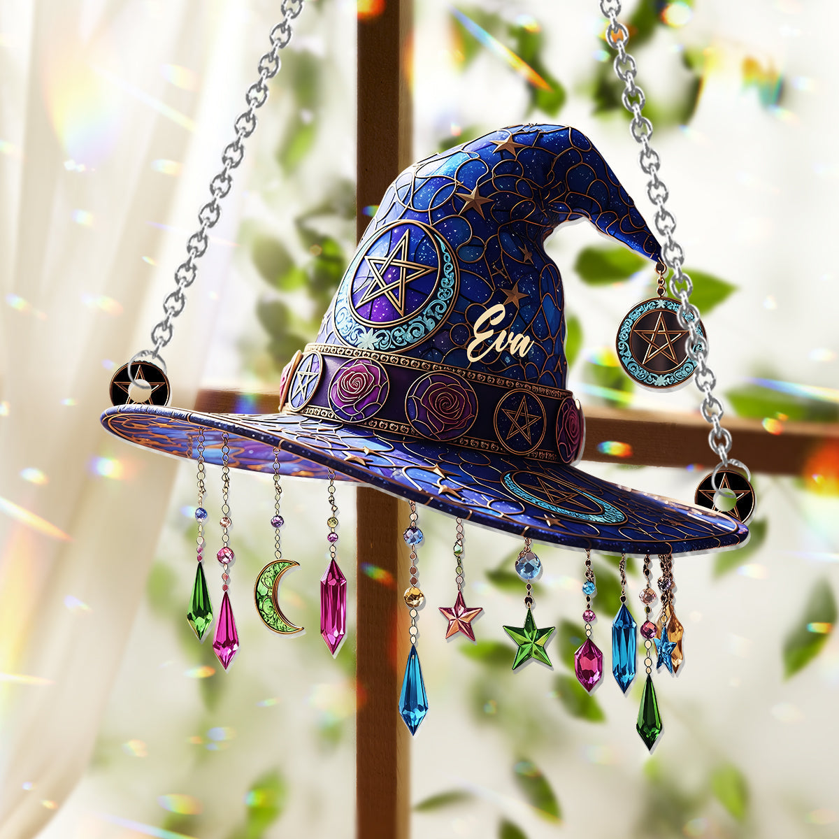 Magical Hat - Personalized Witch Window Hanging Suncatcher Ornament