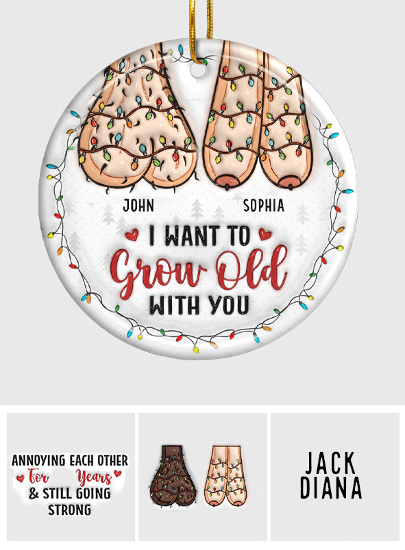 Naughty but Nice - Personalized Couple Ceramic Circle Ornament