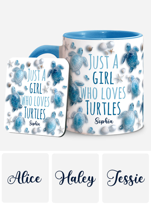 Personalisierte Tasse mit Schildkrötenmotiv – Einfach ein Mädchen, das Schildkröten liebt