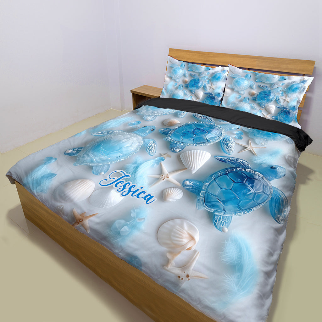 Sea Turtles The Ocean Is Calling - Personalized Turtle Bedding Set