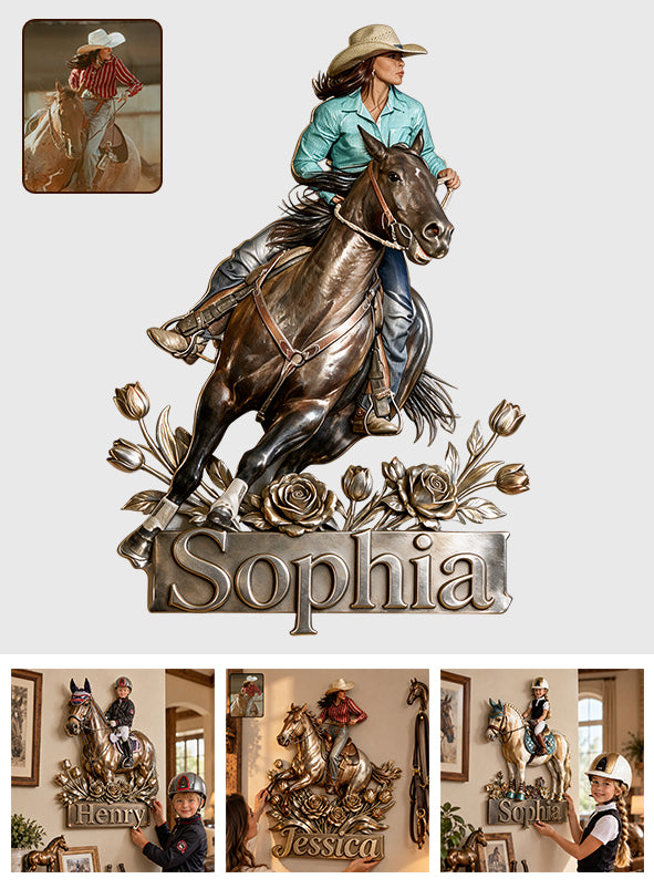 Love Horses - Personalized Horse 3D Printed Cut Metal Sign
