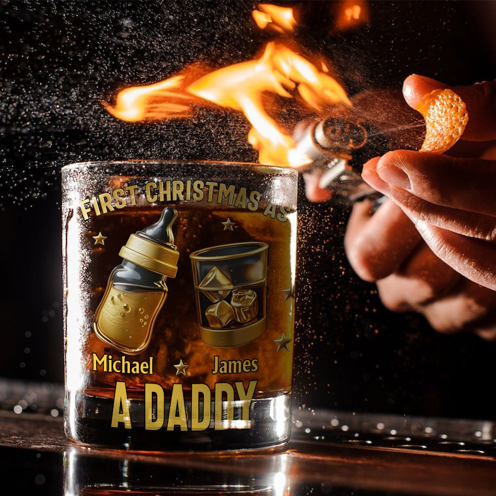 First Christmas As Daddy/ Family Of.../ Father Of... - Personalized Father Whiskey Glass