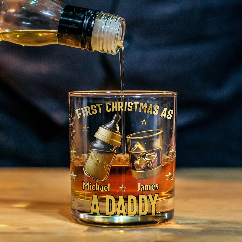 First Christmas As Daddy/ Family Of.../ Father Of... - Personalized Father Whiskey Glass