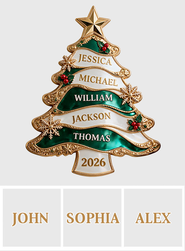 Merry Christmas - Personalized Family 3D Printed Cut Metal Sign