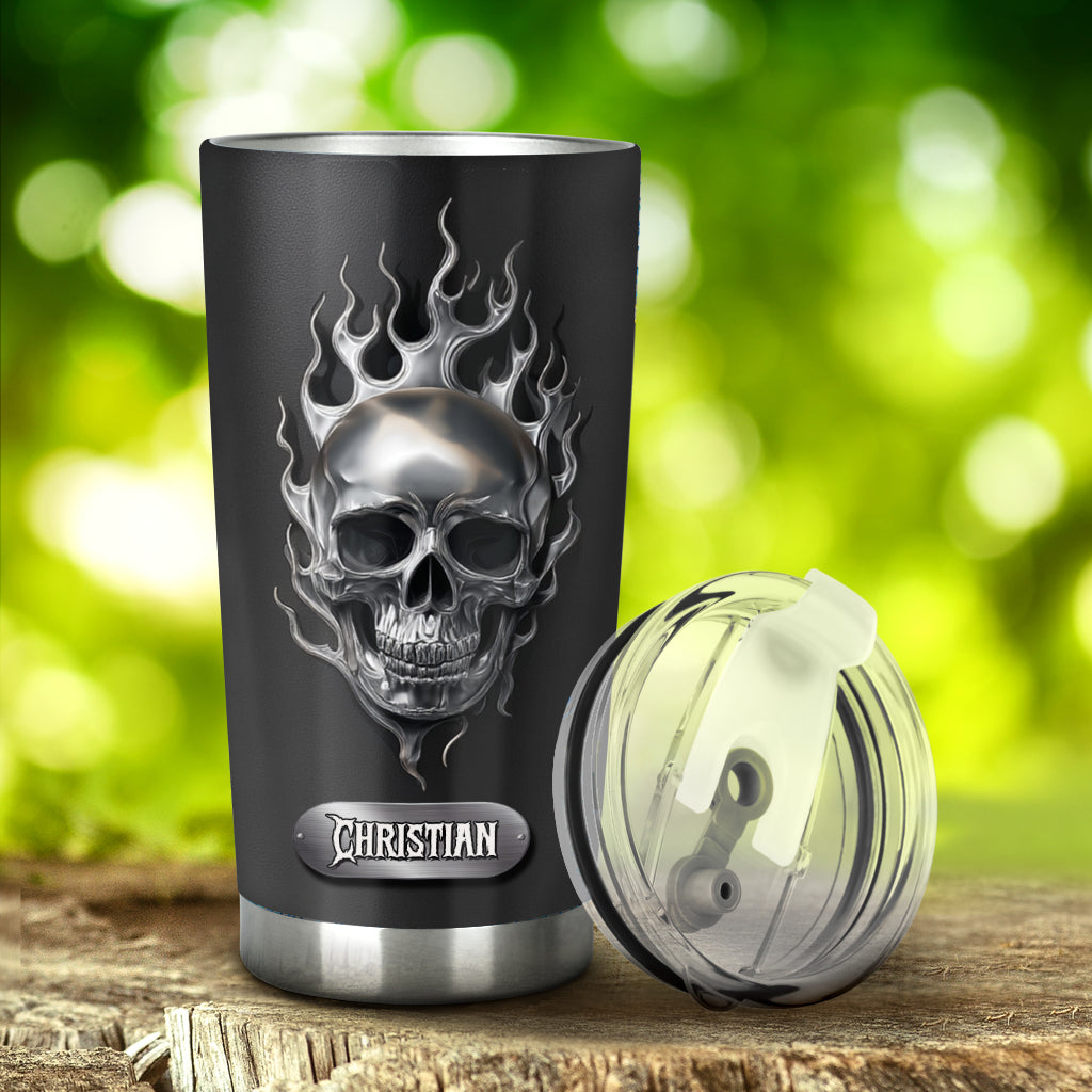 Fire Skull - Personalized Skull Tumbler
