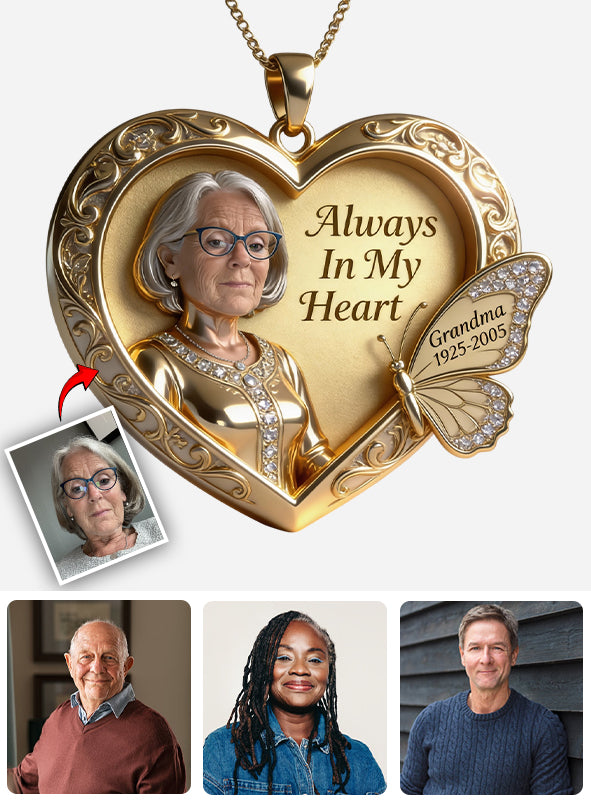 Custom Any Photo Forever Missed - Personalized Memorial Shaped Metal Pendant Necklace