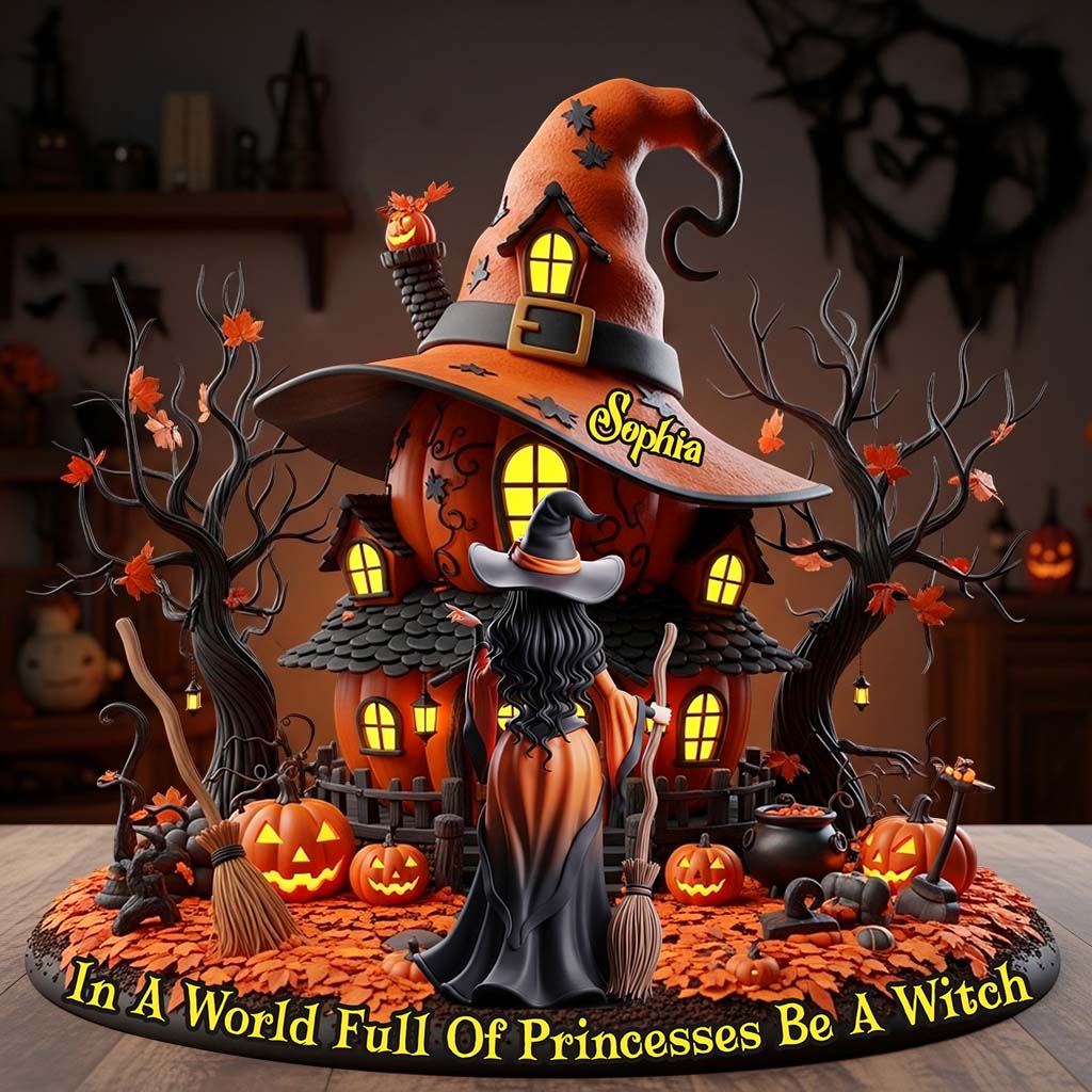 Beautiful Witch House - Personalized Witch Custom Shaped Acrylic Plaque
