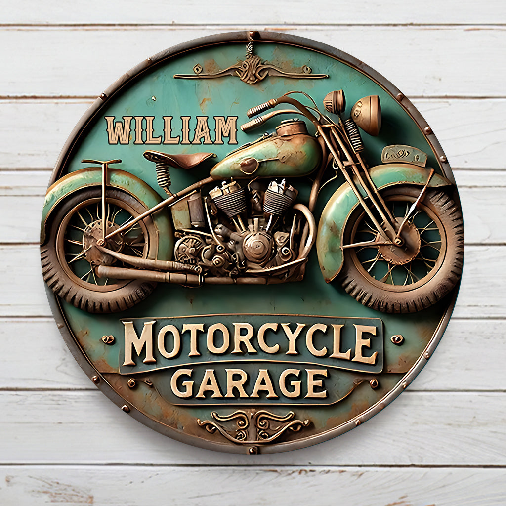 Motorcycle Lover - Personalized Biker Round Metal Sign