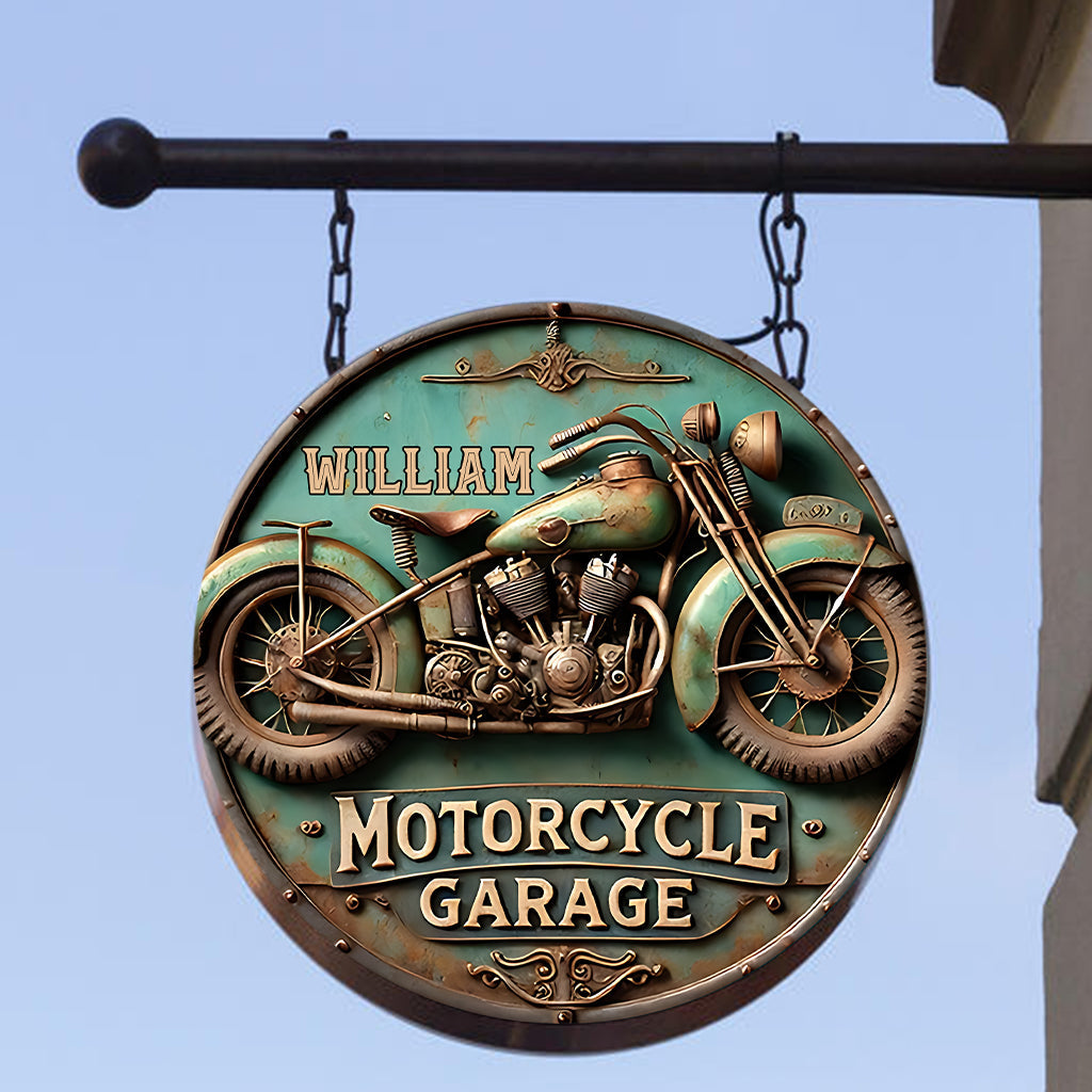 Motorcycle Lover - Personalized Biker Round Metal Sign