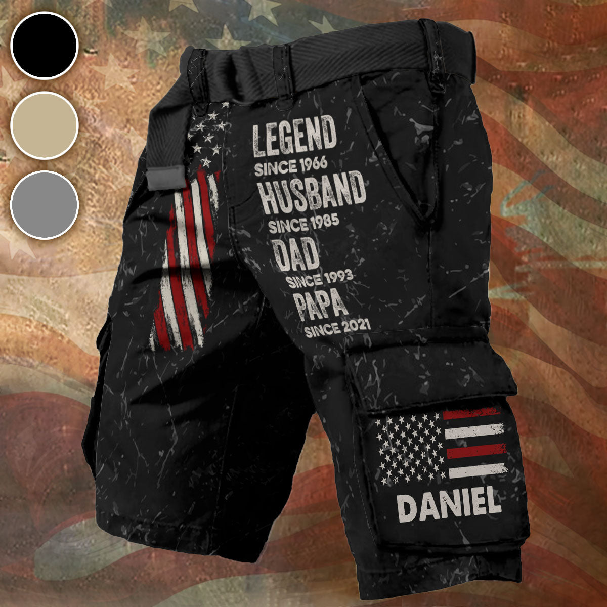 Legend Husband Dad And Grandpa - Personalized Father Cargo Shorts With Belt