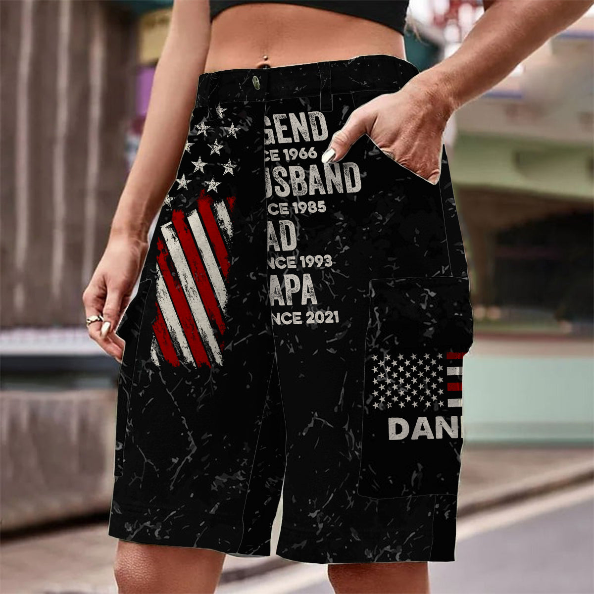 Legend Husband Dad And Grandpa - Personalized Father Cargo Shorts With Belt