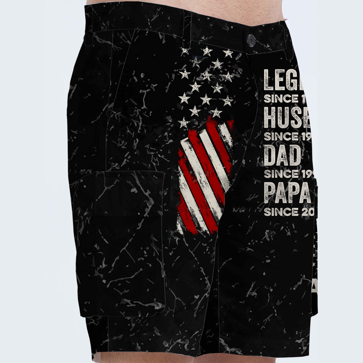 Legend Husband Dad And Grandpa - Personalized Father Cargo Shorts With Belt