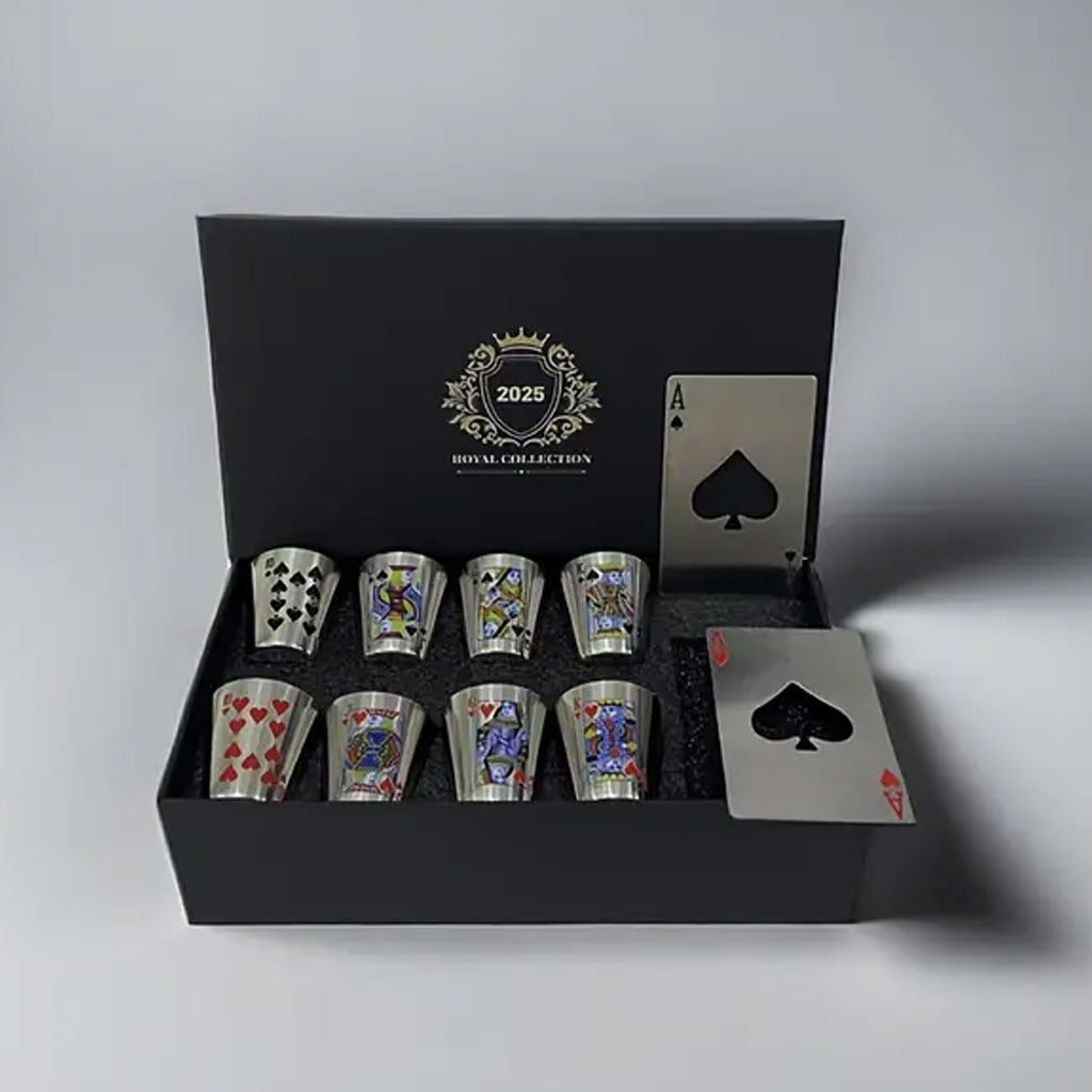 Casino Set Of Whiskey Glasses & Bottle Openers