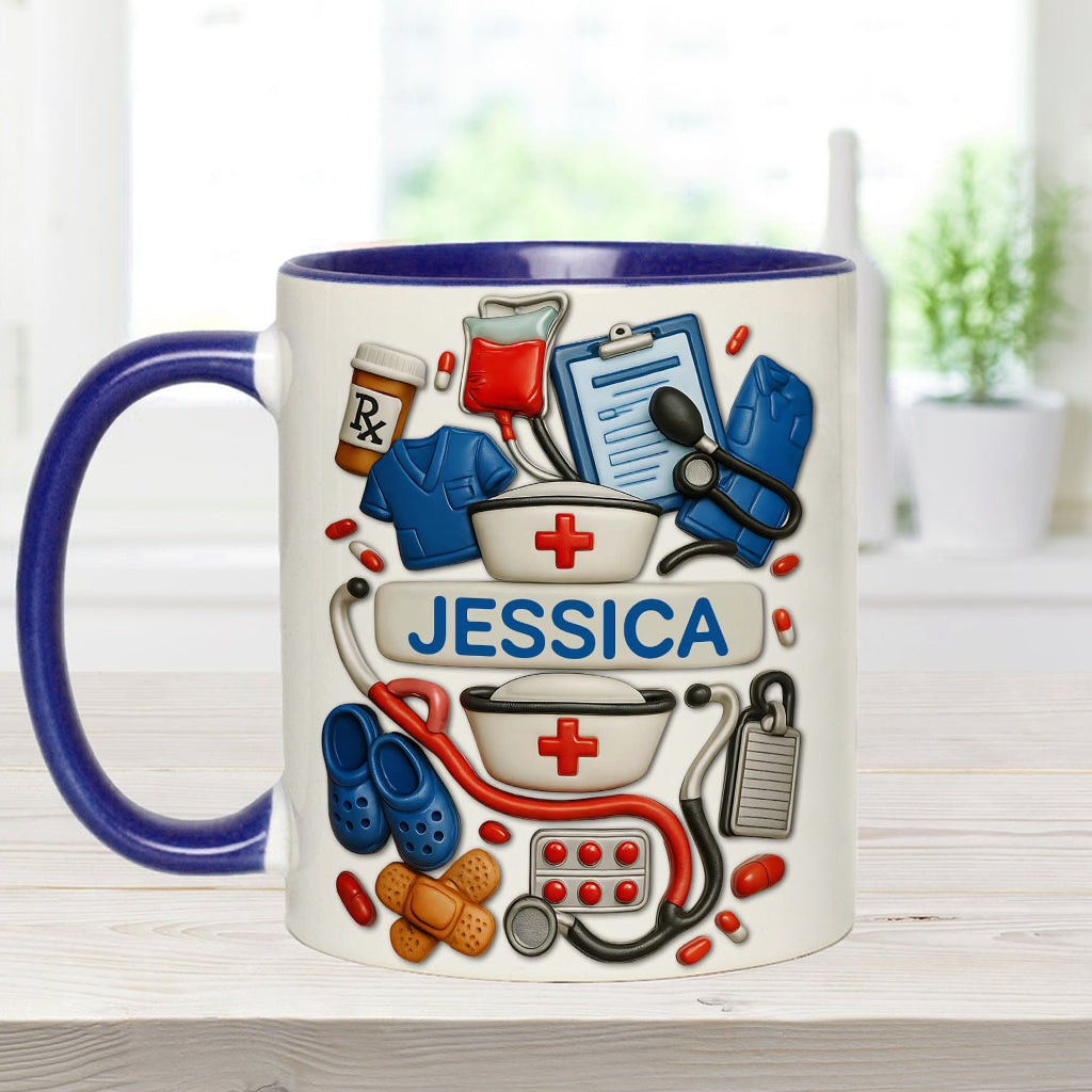 Nurses Are The Heart Of Healthcare - Personalized Nurse Accent Mug