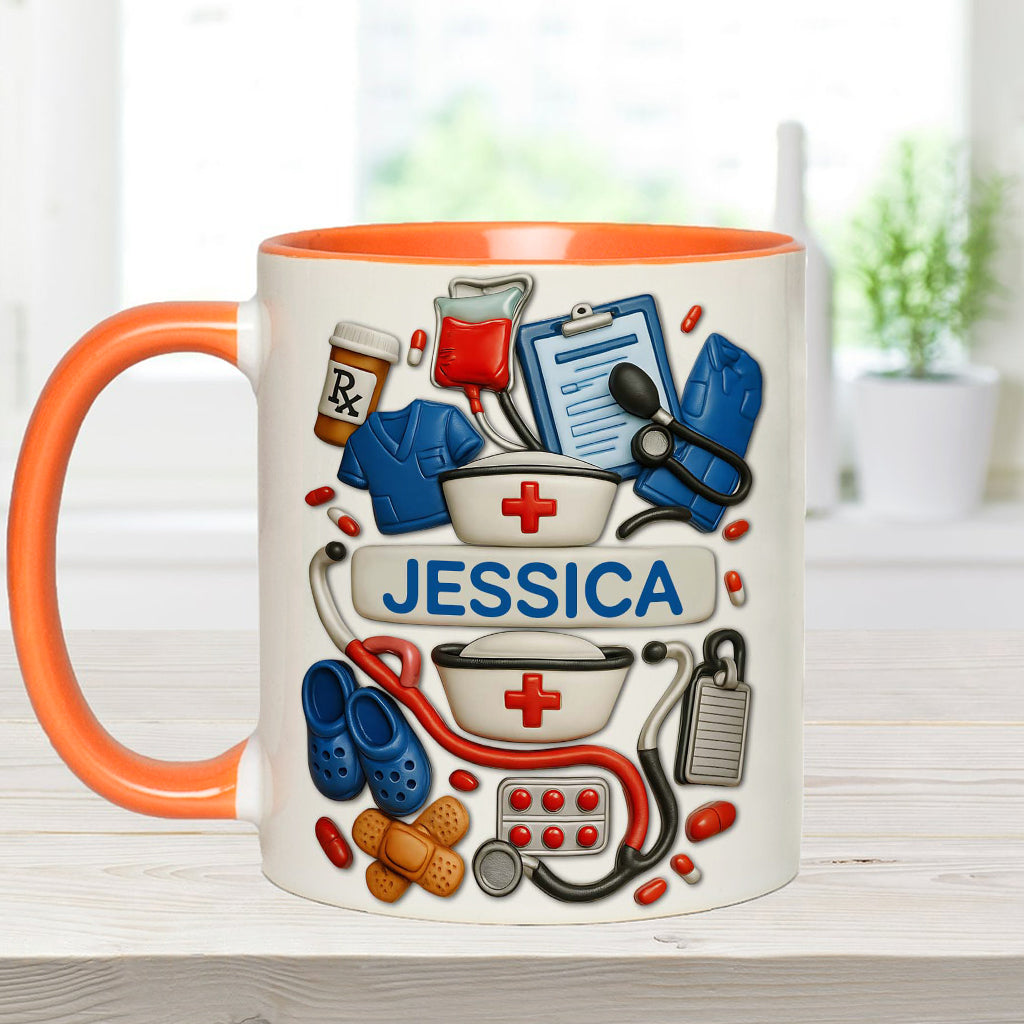 Nurses Are The Heart Of Healthcare - Personalized Nurse Accent Mug