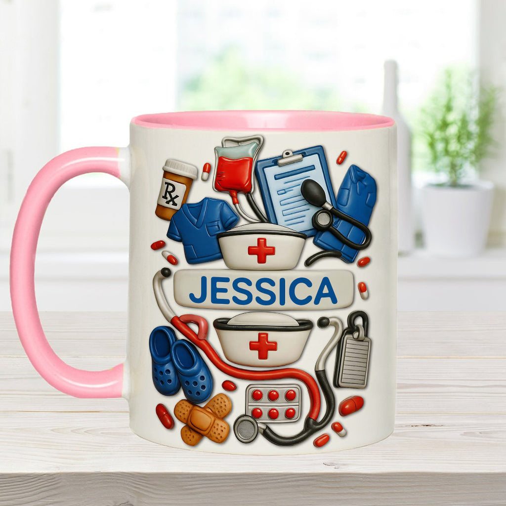 Nurses Are The Heart Of Healthcare - Personalized Nurse Accent Mug