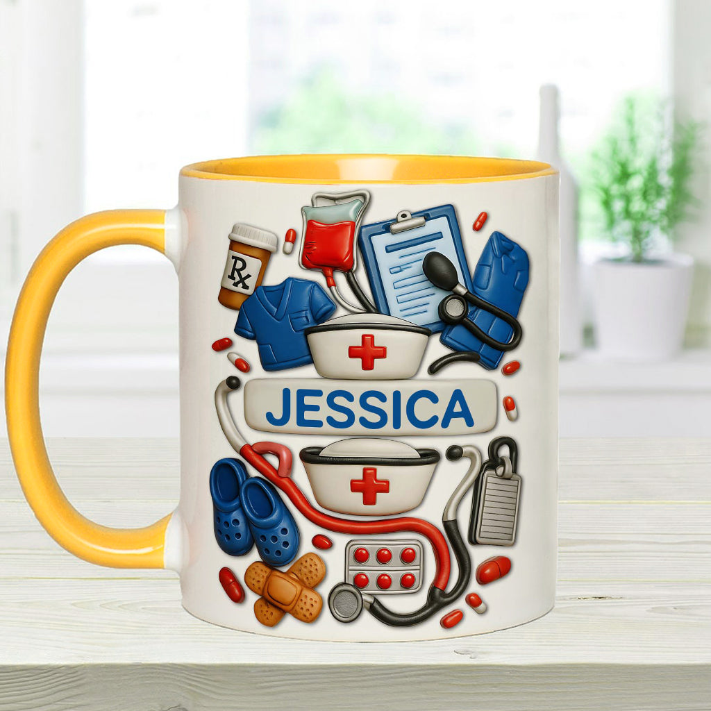 Nurses Are The Heart Of Healthcare - Personalized Nurse Accent Mug
