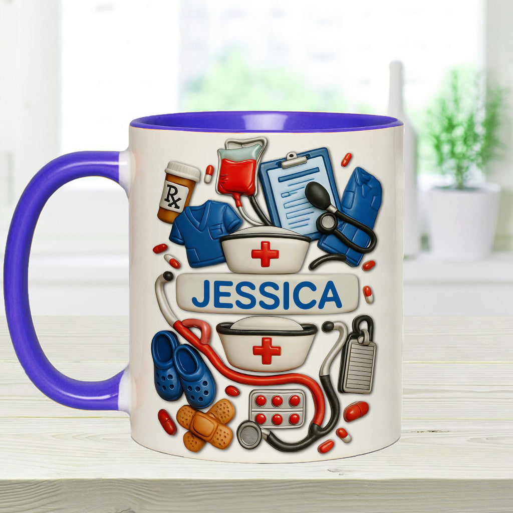 Nurses Are The Heart Of Healthcare - Personalized Nurse Accent Mug