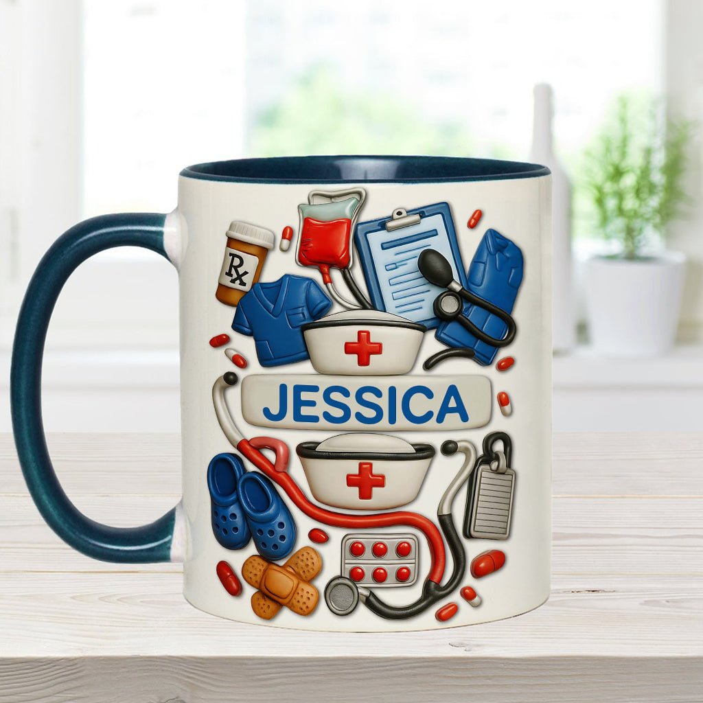 Nurses Are The Heart Of Healthcare - Personalized Nurse Accent Mug