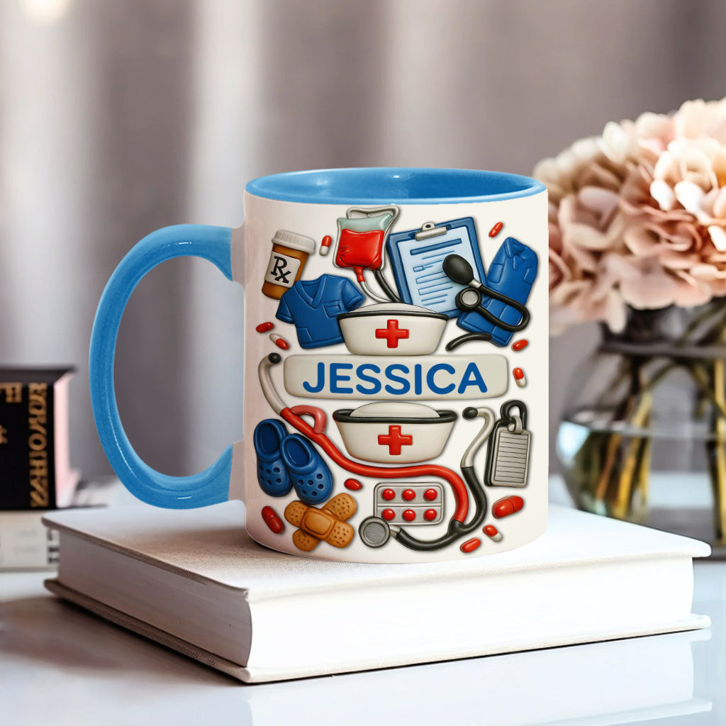 Nurses Are The Heart Of Healthcare - Personalized Nurse Accent Mug