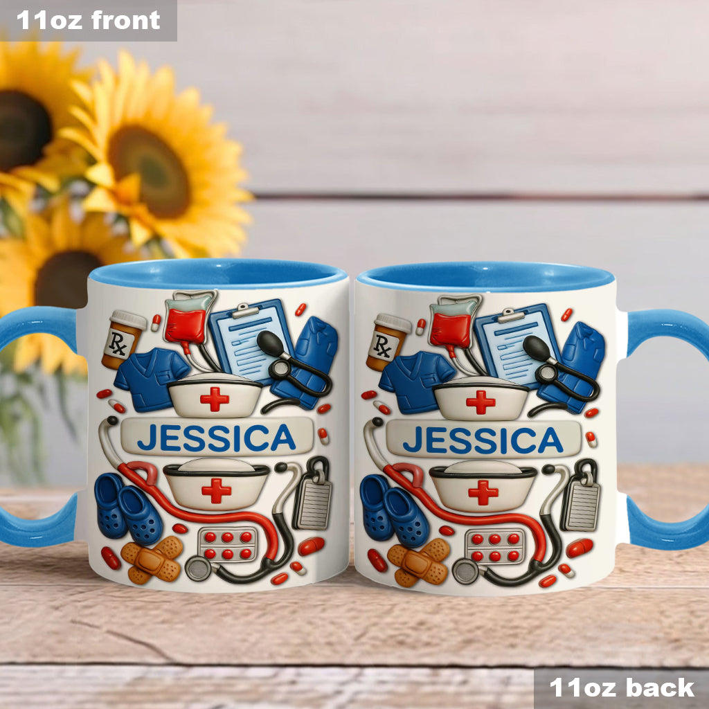 Nurses Are The Heart Of Healthcare - Personalized Nurse Accent Mug