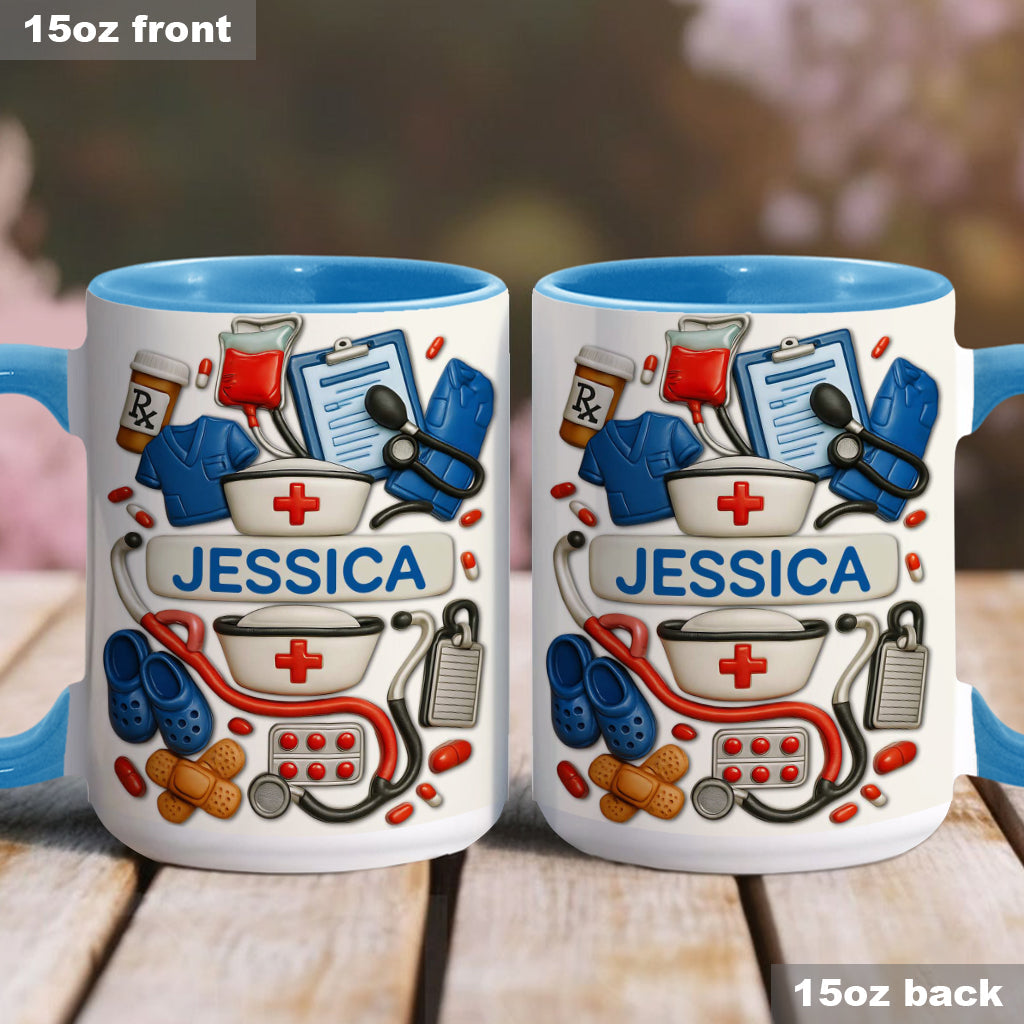 Nurses Are The Heart Of Healthcare - Personalized Nurse Accent Mug