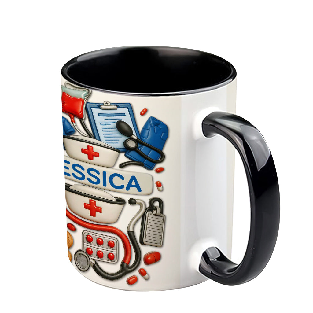 Nurses Are The Heart Of Healthcare - Personalized Nurse Accent Mug