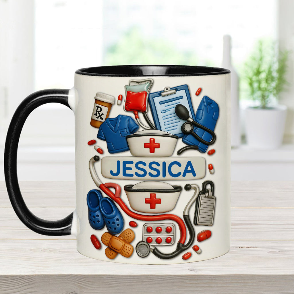 Nurses Are The Heart Of Healthcare - Personalized Nurse Accent Mug