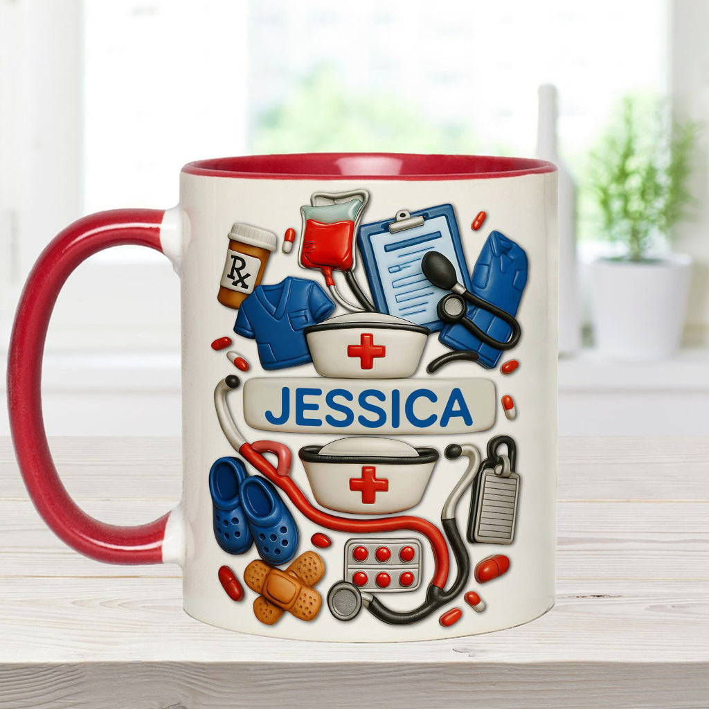 Nurses Are The Heart Of Healthcare - Personalized Nurse Accent Mug