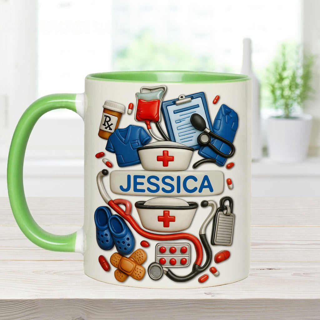 Nurses Are The Heart Of Healthcare - Personalized Nurse Accent Mug