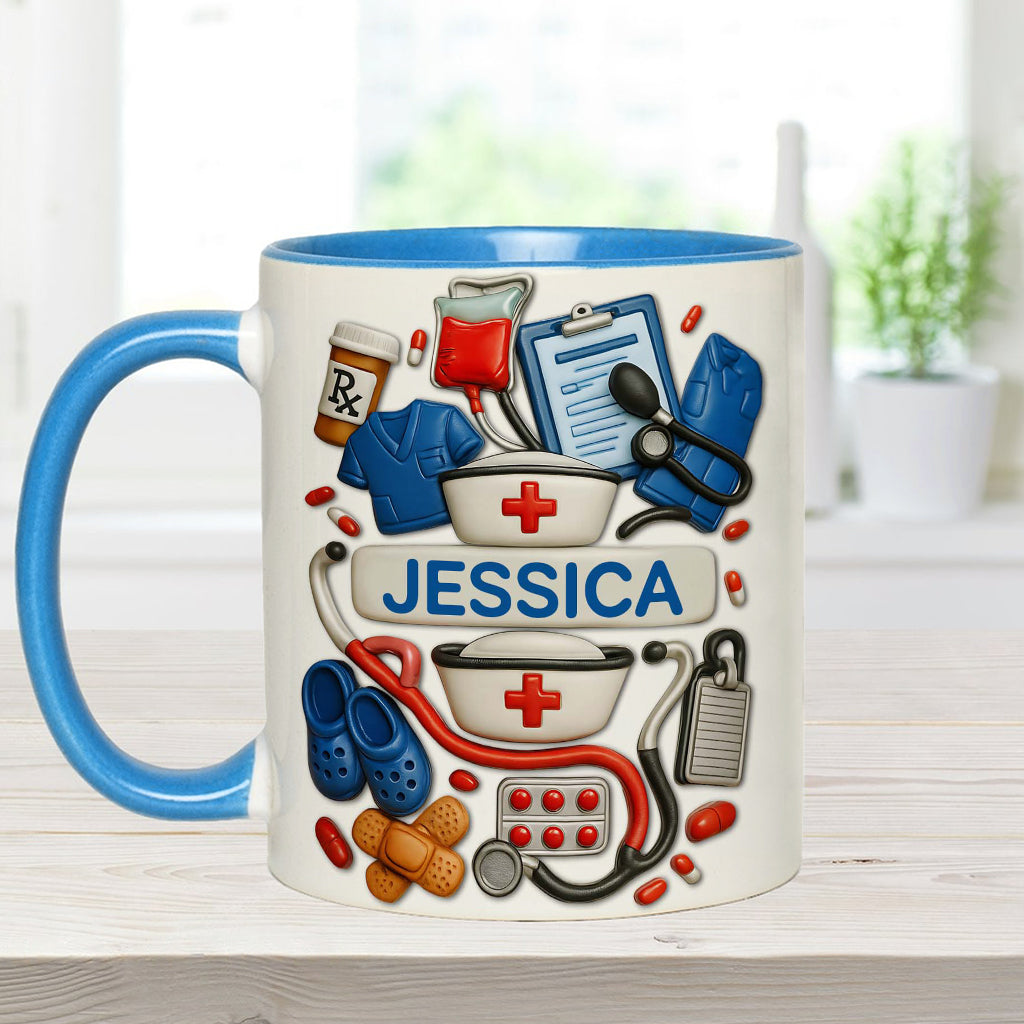 Nurses Are The Heart Of Healthcare - Personalized Nurse Accent Mug
