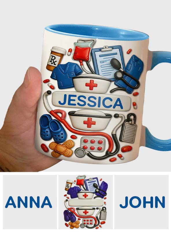 Nurses Are The Heart Of Healthcare - Personalized Nurse Accent Mug