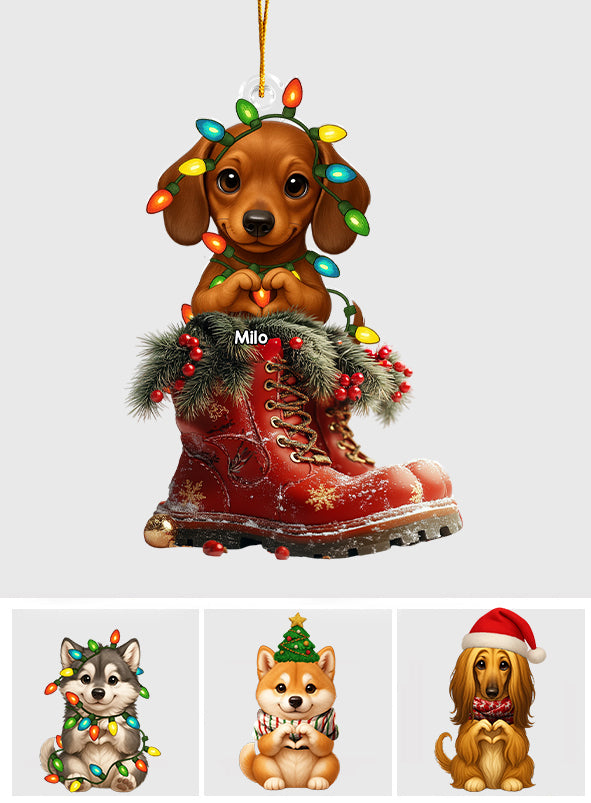 Weihnachtsstiefel für Hunde – personalisierter Hunde-Weihnachtsschmuck in individueller Form