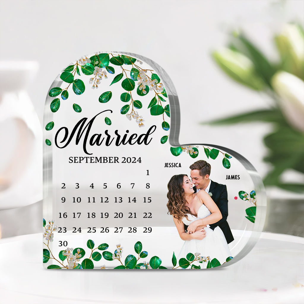 Married Calendar - Personalized Couple Custom Shaped Acrylic Plaque