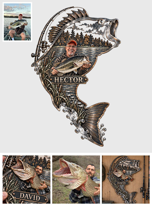 Love Fishing - Personalized Fishing 3D Printed Cut Metal Sign