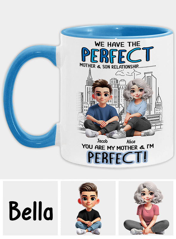 Mother-Son/ Daughter Relationship - Personalized Mother Accent Mug