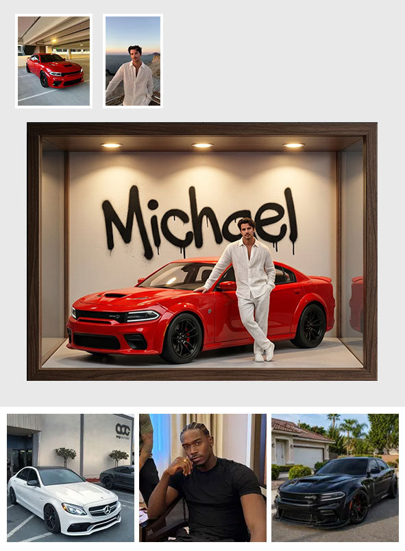 Cars Lover - Personalized Car Lover Wooden Light Shadow Box