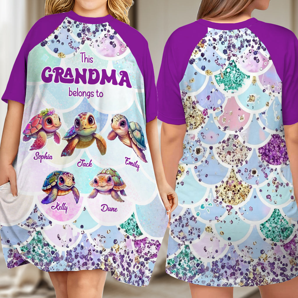 This Grandma Belongs To - Personalized Grandma Sleep T-shirt Dress