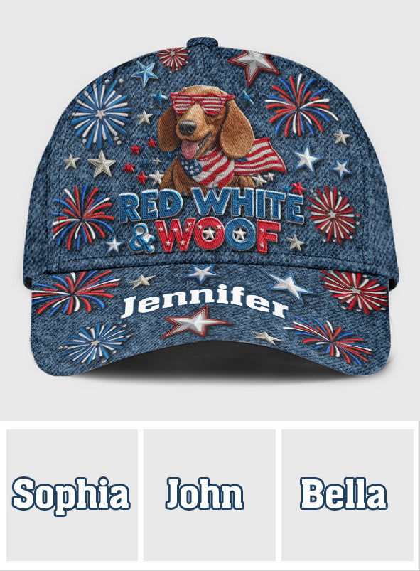 Casquette classique personnalisée pour chien Rouge, Blanc et Ouaf