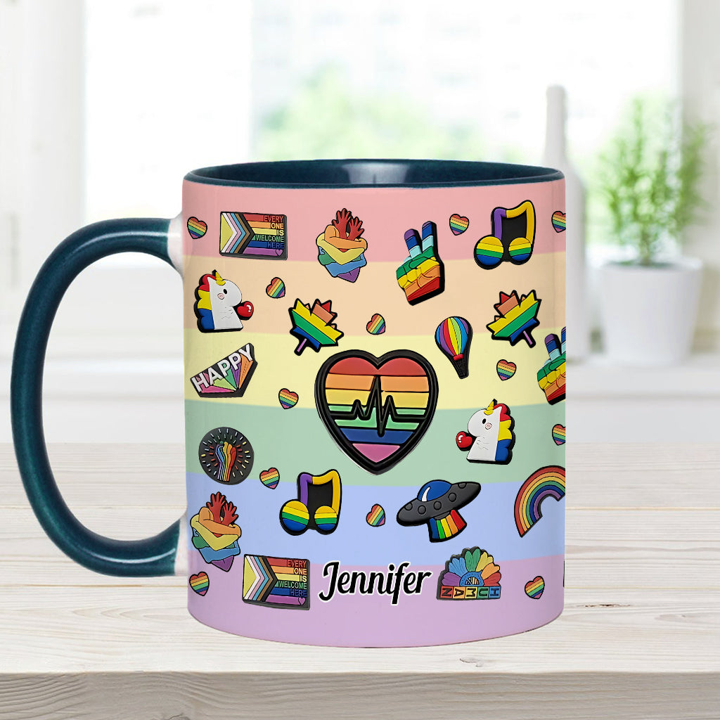 Pride Rainbow - Personalized LGBT Support Accent Mug