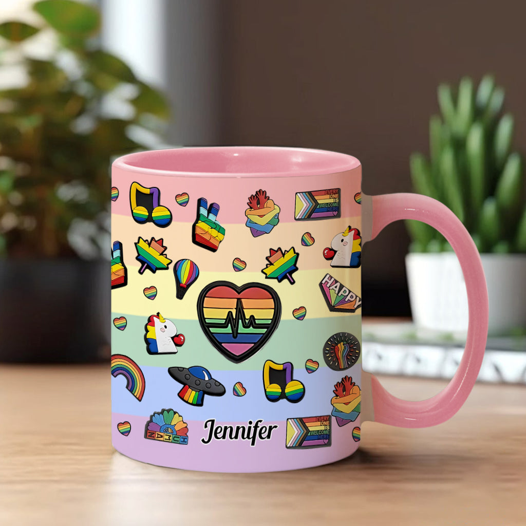 Pride Rainbow - Personalized LGBT Support Accent Mug
