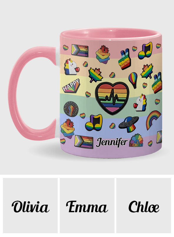 Pride Rainbow - Personalized LGBT Support Accent Mug