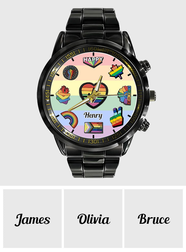 Montre-bracelet personnalisée Pride Rainbow - Soutien LGBT